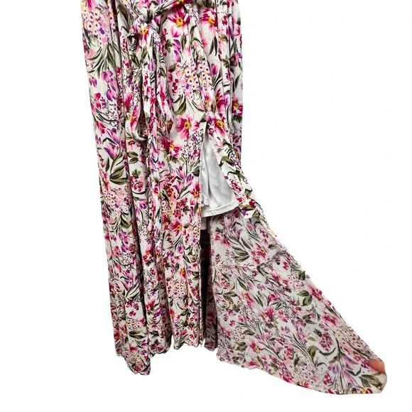 Lane Bryant Floral Maxi Dress Size 24 Spring Pockets Coquette Fairy Pink White - Picture 5 of 11